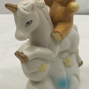 * Arimark Ceramic/Porcelain figurine of baby bear riding a baby unicorn